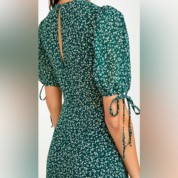 Reformation Oakley Midi Dress Green and White Floral Short Sleeve Small - Picture 7 of 14